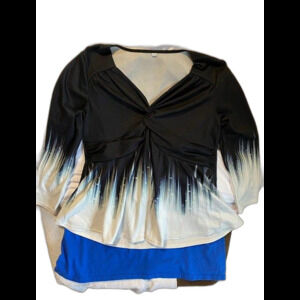 Womans Black fade to white XXL Top USED no brand, NEW YEARS EVE TOP, A-1